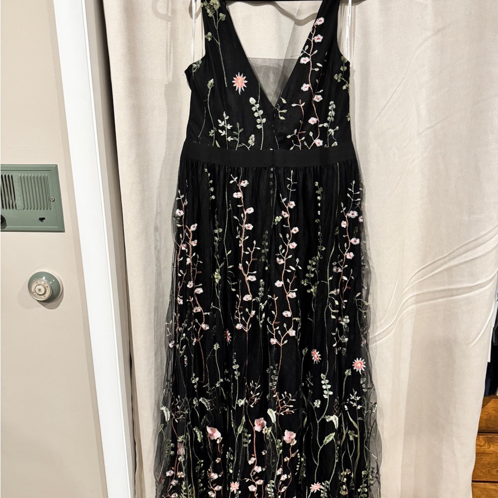 Azazie Luxedo 1X Floral Embroidered Black Dress - Picture 2 of 8